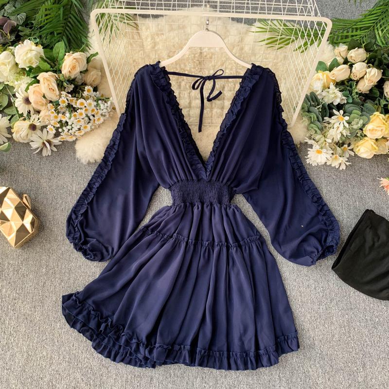 Đầm Dệt Kim Tay Dài Phồng Kiểu Retro Pháp Xinh Xắn Cho Nữ | BigBuy360 - bigbuy360.vn