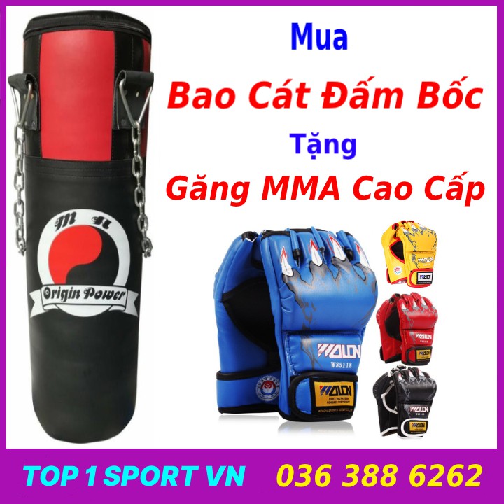 Bao cát đấm bốc bao cát treo dây xích 3 lớp vỏ dày 2,5mm đã nhồi hoàn thiện tặng găng MMA đấm bao cát, bảo hành 12 tháng