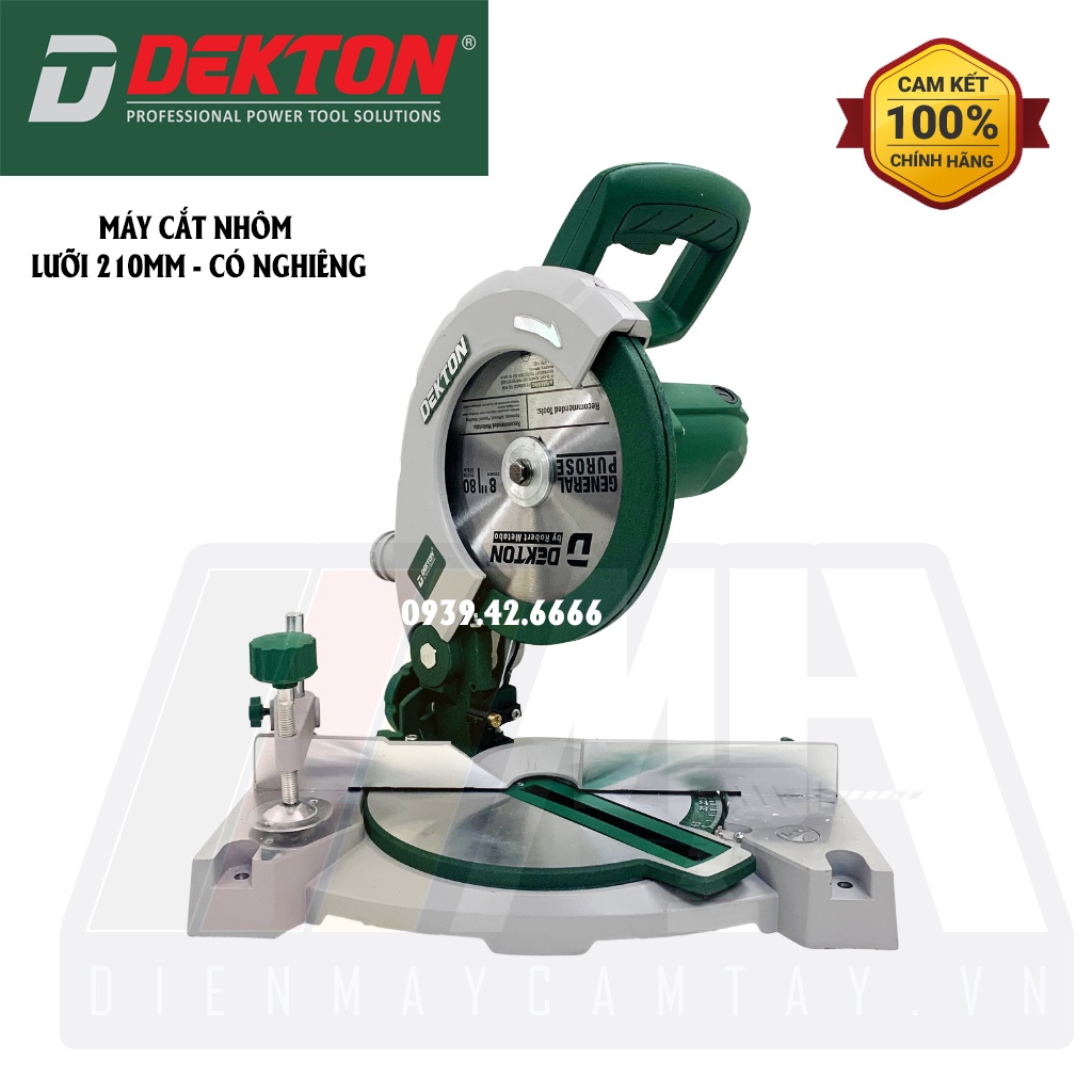 Máy Cắt Nhôm Dekton DK-210 - Công Suất 1500W - Lưỡi 210mm - Có Cắt Nghiêng - Đèn Lazer Soi Mạch