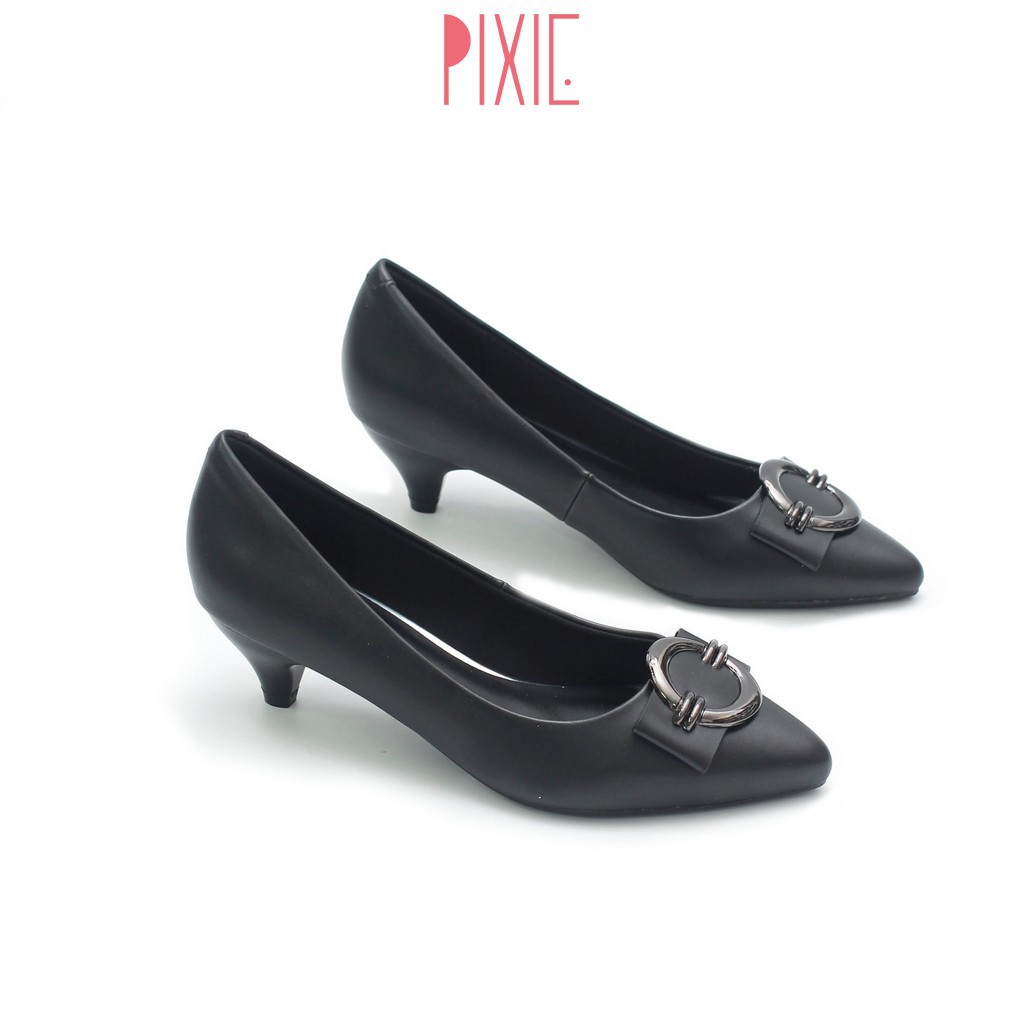 Giày Cao Gót 3cm Gắn Khoá Tròn Pixie X590