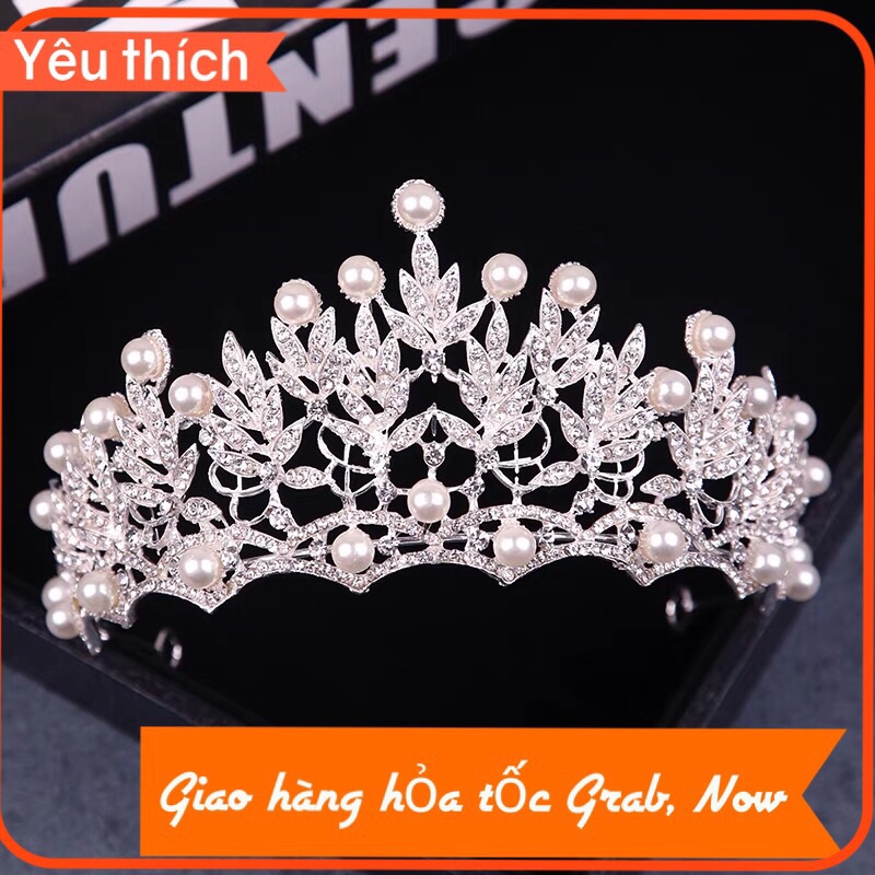 Vương Miện Cài Tóc Cô Dâu đính hạt trai