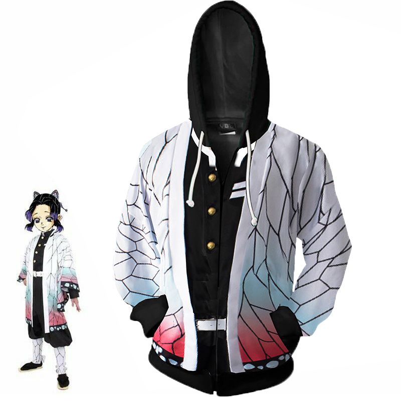 Áo Hoodie khóa kéo mô phỏng trang phục nhân vật anime Kimetsu no Yaiba Kochou Shinobu | BigBuy360 - bigbuy360.vn