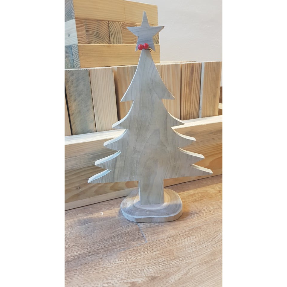 Cây thông Noel gỗ mộc nhỏ để bàn quà trang trí giáng sinh