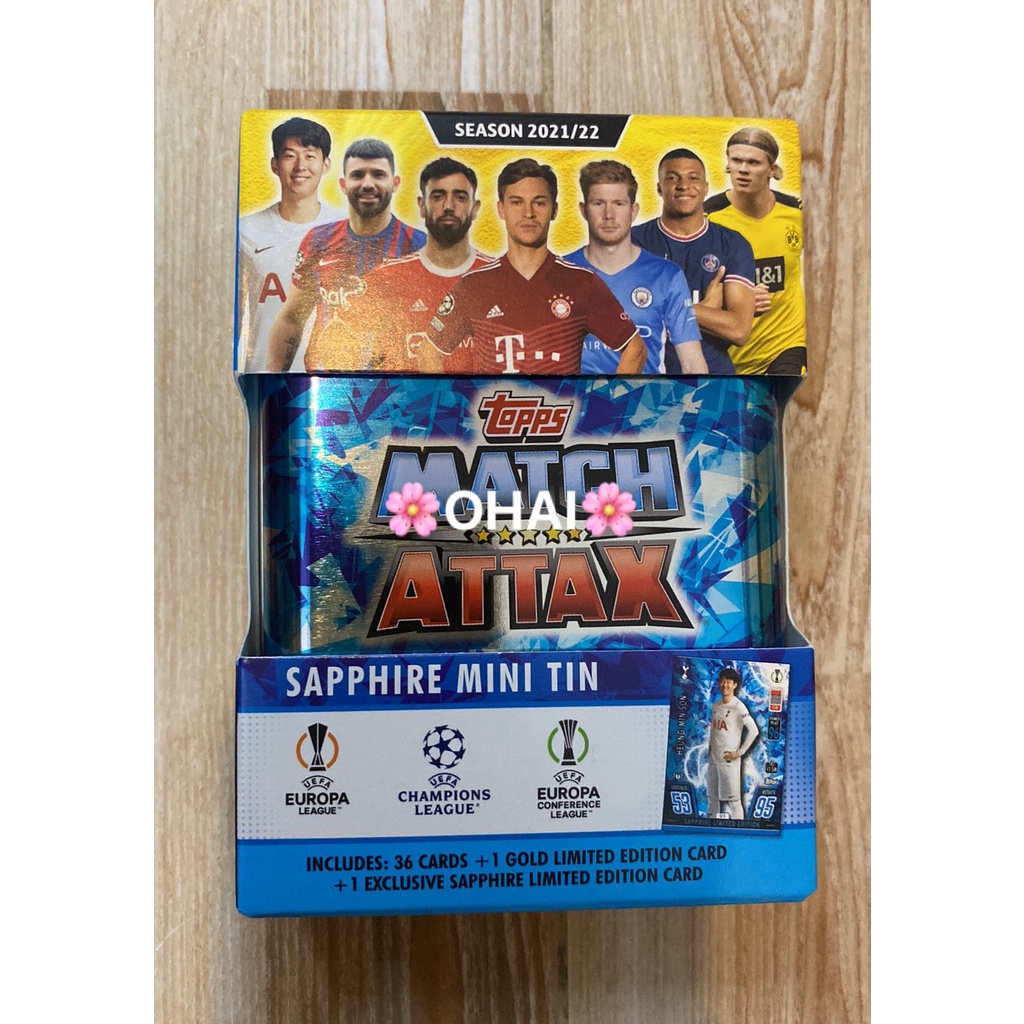 Hộp 38 thẻ cầu thủ Topps Match Attax Mini Tin 2021/22 Sapphire Tin Chính Hãng