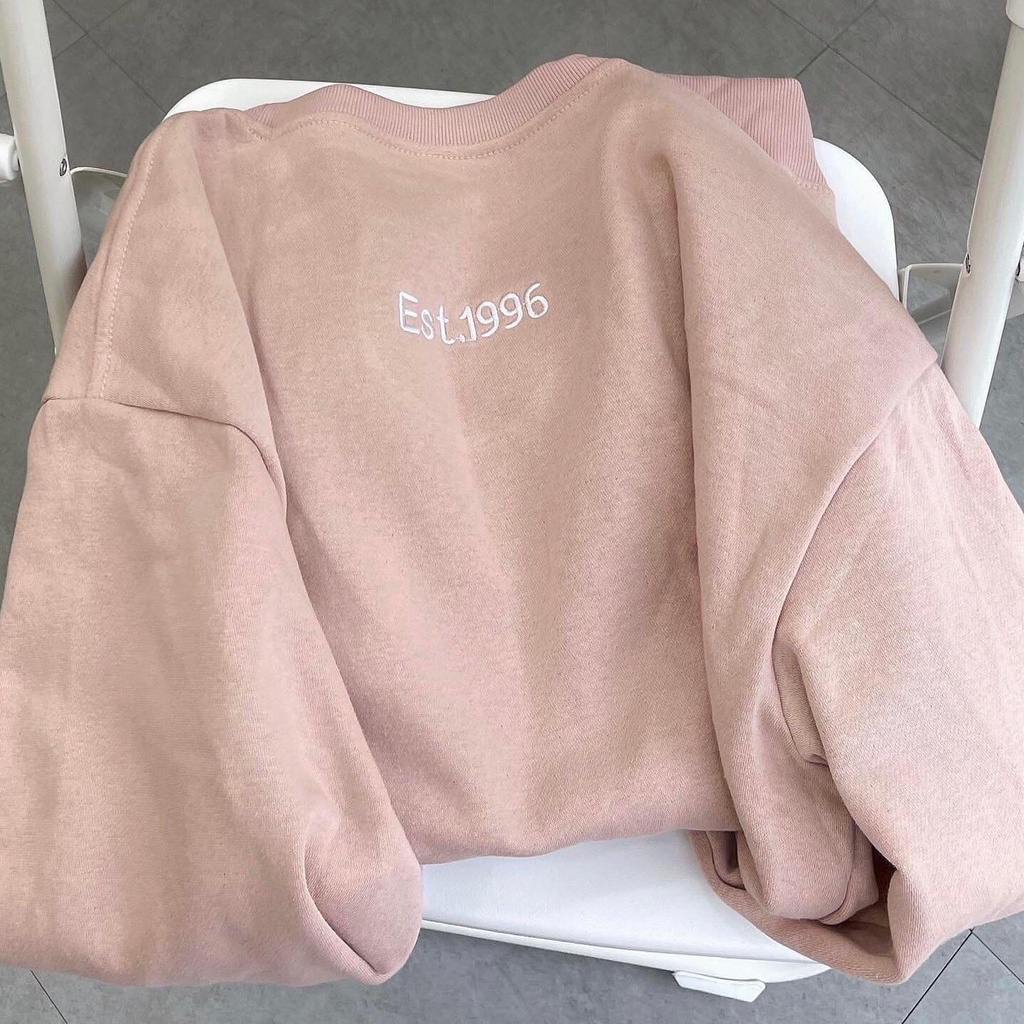 Áo nỉ sweater hồng 1996 dài tay thiết kế thời trang dễ phối đồ