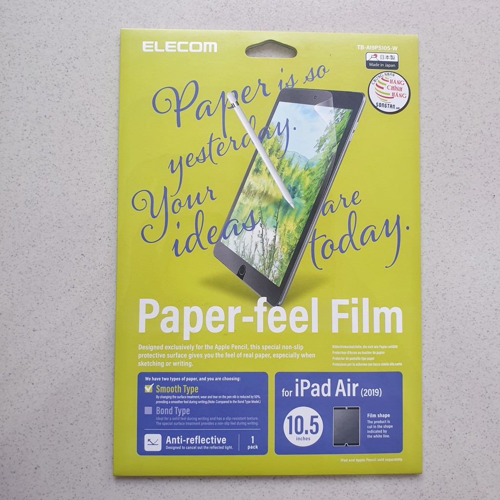 Miếng Dán Màn Hình Ipad TRƠN Elecom Paper- Feel 7.9- 9.7- 10.5- 11- 12.9 inch