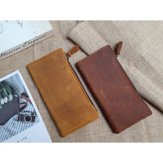 Ví dài da sáp có khóa được chế tác thủ công, độ bền cao, thích hợp làm quà tặng