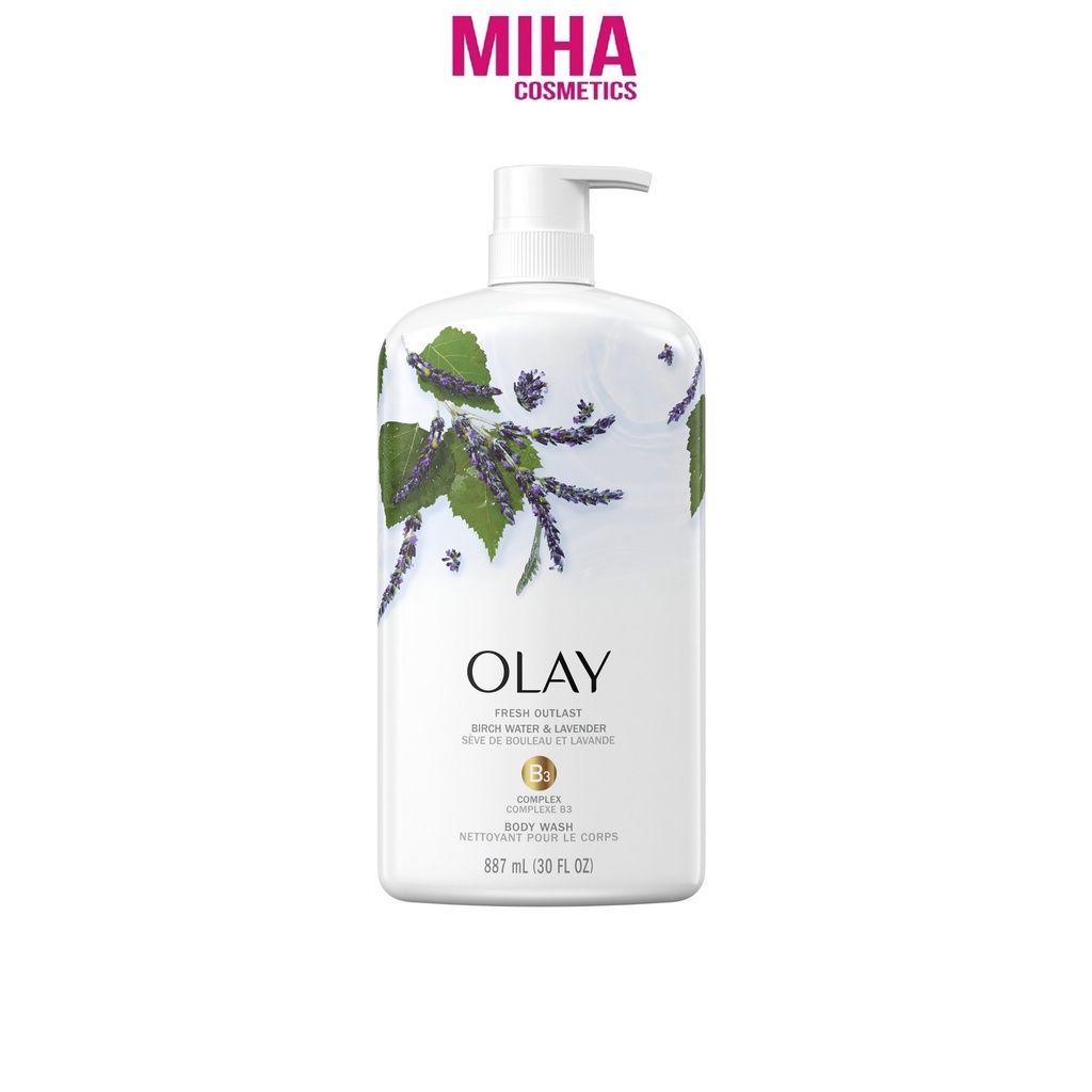 Sữa Tắm Dưỡng Ẩm Olay Fresh Outlast Birch Water &amp; Lavender Body Wash 887ml USA Hoa Oãi Hương