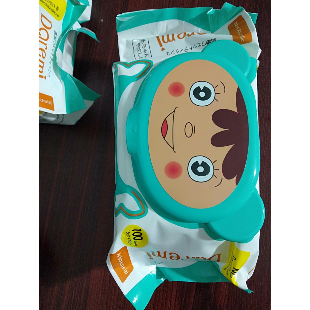 KHĂN ƯỚT KHÔNG MÙI DAREMI 100 TỜ SIZE LỚN 15X20CM