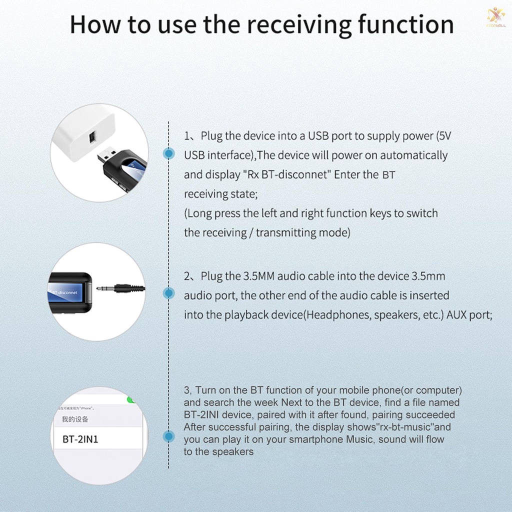 Bộ Truyền Nhận Tín Hiệu Bluetooth 5.0 2 Trong 1 Có Màn Hình Lcd Giắc Cắm 3.5mm Cho Pc Tv Xe Hơi