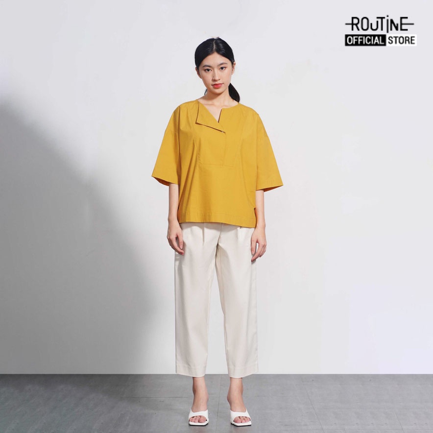 Áo bẻ lá cổ 1 nút. Cotton Poplin - Routine 10F20SHLW002