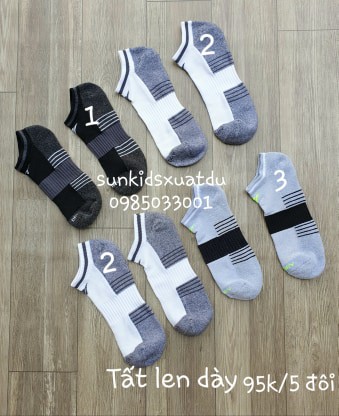 Set 5 Tất len dày cổ ngắn 3 màu