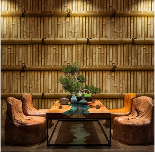 Giấy Dán Tường Giả Tường Tre Xưa 3D266 [ Chất Lụa + Decan ]