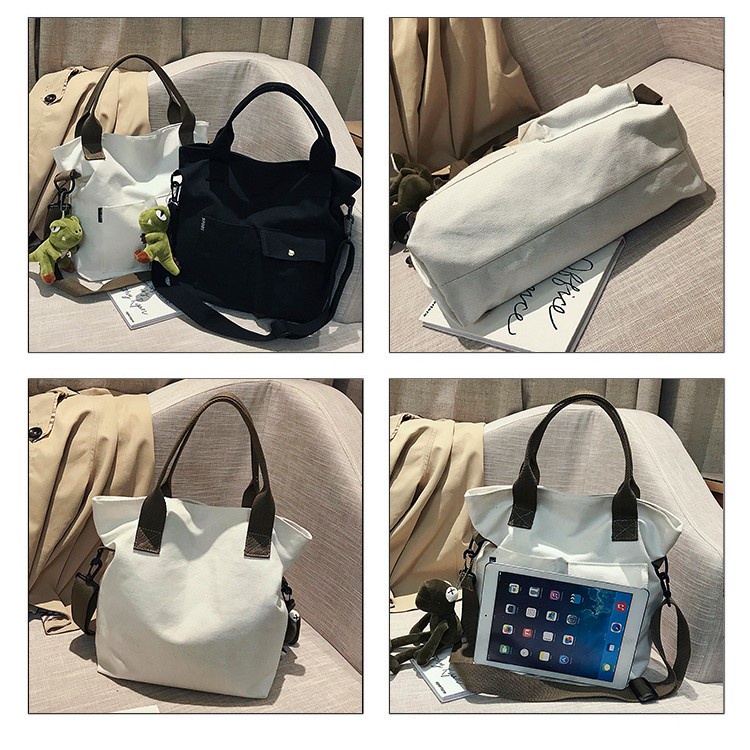Túi Tote Đeo Chéo Vải Canvas Ulzzang Hàn Quốc Xinh Xắn