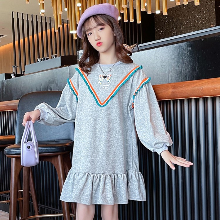 Váy Nỉ Cotton Dài Tay Thu Đông Cho Bé Gái Phong Cách Hàn Quốc 1 2 3 4 5 tuổi Binhphuong.Store