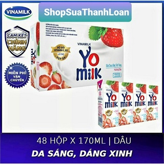 [HSD T10-2021] THÙNG 48 HỘP SỮA CHUA UỐNG HƯƠNG DÂU YOMILK - HỘP GIẤY X 170ML