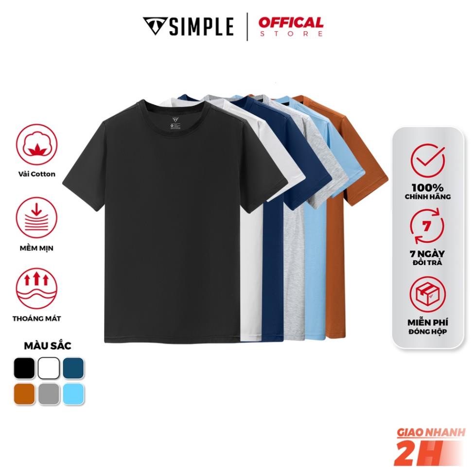 Áo Thun Nam Cổ Tròn TSIMPLE vải Cotton co giãn dày dặn phông trơn basic tay ngắn nhiều màu !