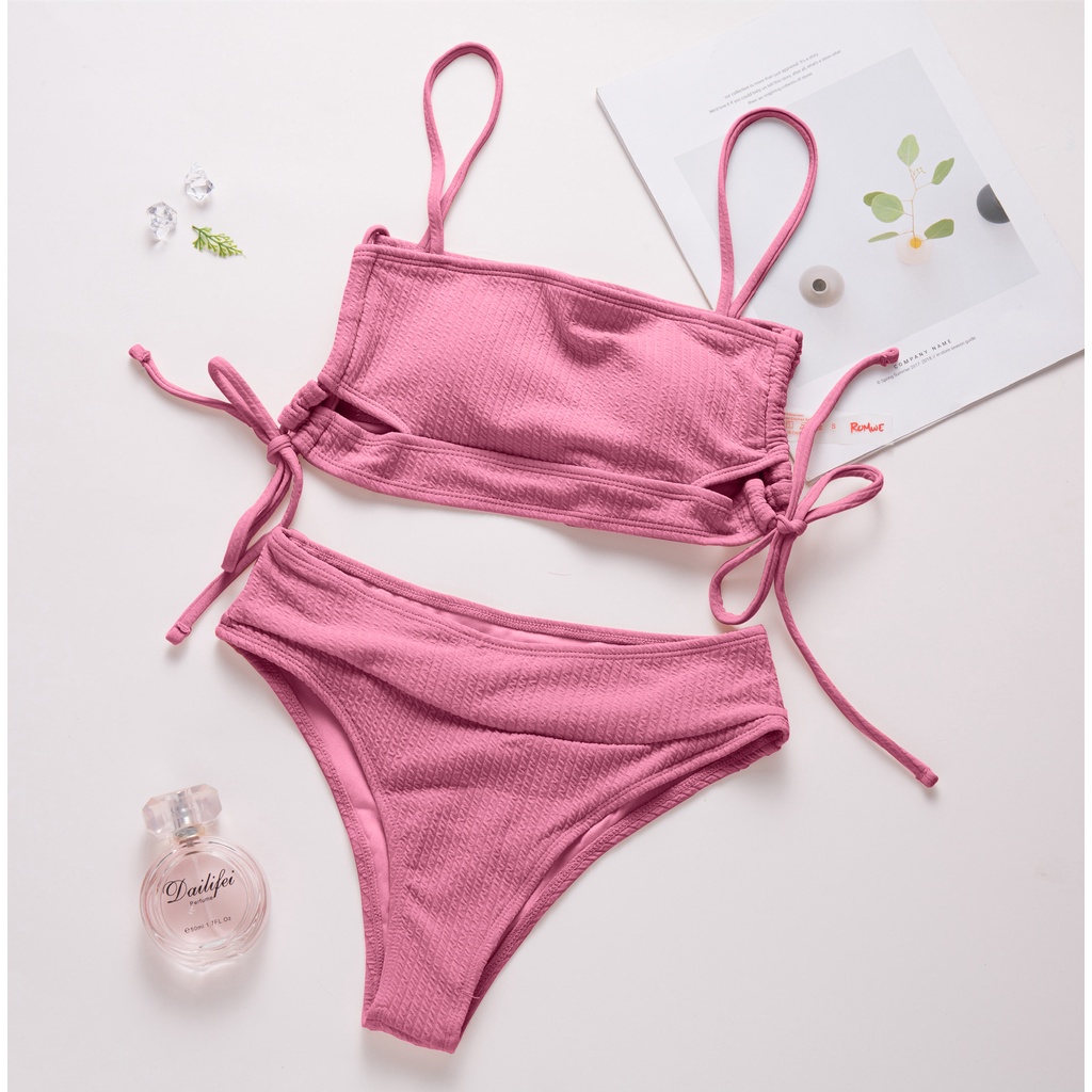 Mới Bộ Bikini Lưng Cao Phối Dây Quyến Rũ Thời Trang Cho Nữ