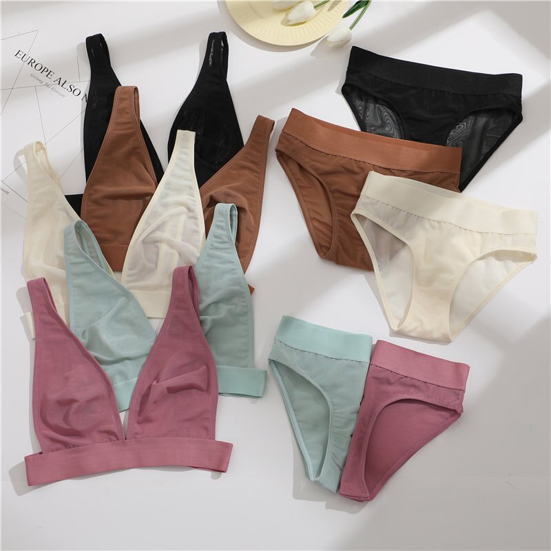 Bộ Đồ Lót Vải Lưới Trong Suốt Cổ Chữ V Khoét Sâu Gợi Cảm Cho Nữ Size S-2Xl | BigBuy360 - bigbuy360.vn