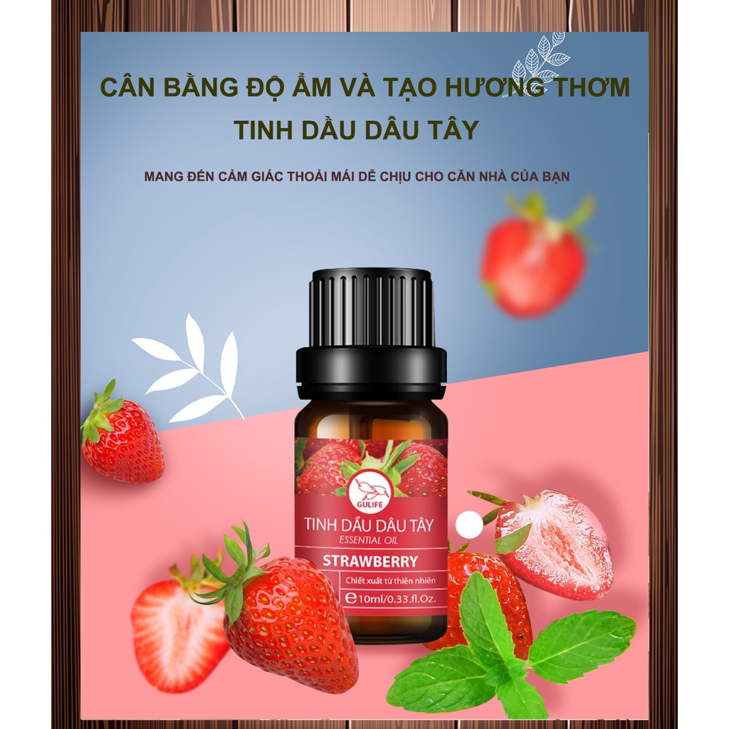 Tinh Dầu Thiên Nhiên Dâu Tây Nguyên Chất GULIFE-DT, Nhập Khẩu Cao Cấp, Tinh Dầu Xông Phòng Thư Giãn 10ml-50ml