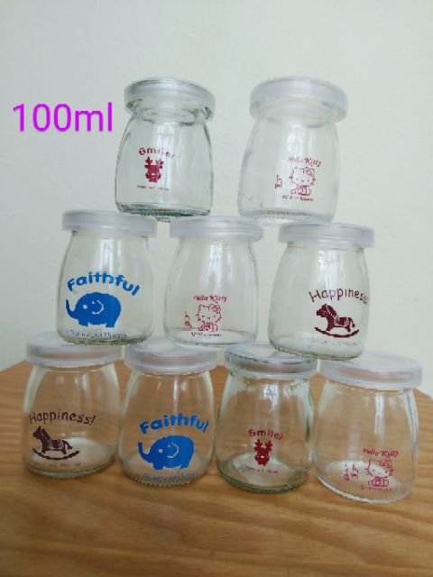 Bộ 12 lọ sữa chua thủy tinh 100ml, 200ml in hình ngộ nghĩnh - Hũ sữa chua thủy tinh | WebRaoVat - webraovat.net.vn