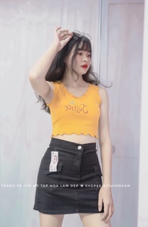 Set áo croptop thuê phối cv túi nắp