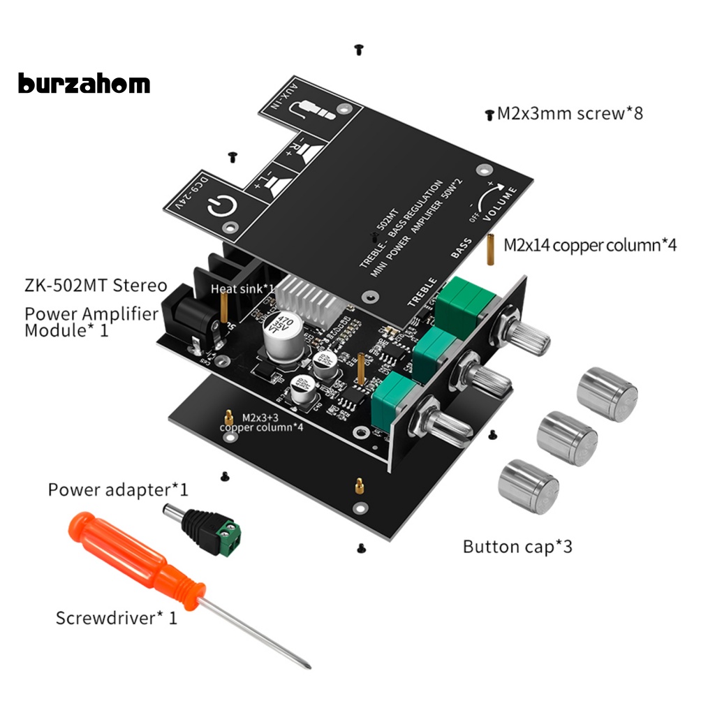 Bảng Mạch Khuếch Đại Âm Thanh ZK-502MT Bluetooth-compatible5.0 2 X 50W 2.0 Chuyên Dụng