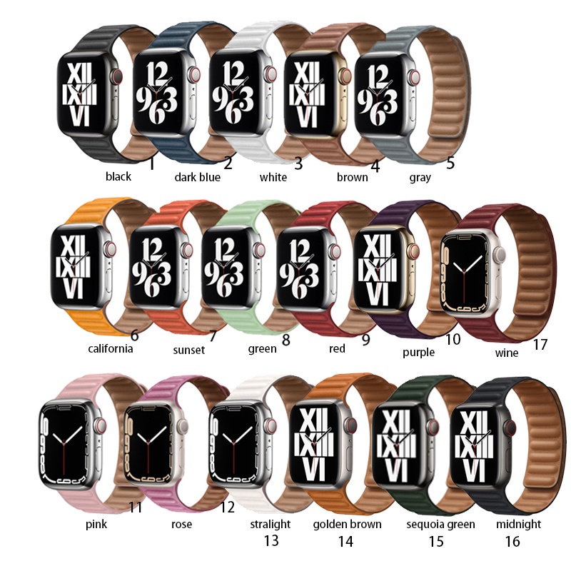 Dây Đeo Bằng Da Khóa Nam Châm Cho Đồng Hồ Thông Minh Apple watch 41mm 45mm 44mm 40mm 38mm 42mm iWatch Seires 7 6 SE 5 4