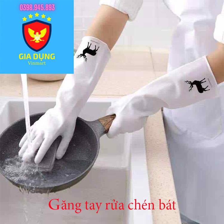 Găng tay rửa chén bát họa tiết hình hươu - Găng tay nhà bếp cao su non siêu dai - An toàn bảo vệ da tay | BigBuy360 - bigbuy360.vn
