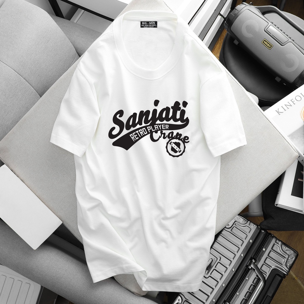 [bigsize] Áo thun cotton màu trắng in chữ đơn giản bigsize nam 50-135kg