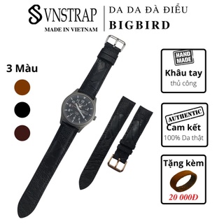 Dây da đồng hồ nam da đà điểu handmade, 18mm, 20mm, 22mm
