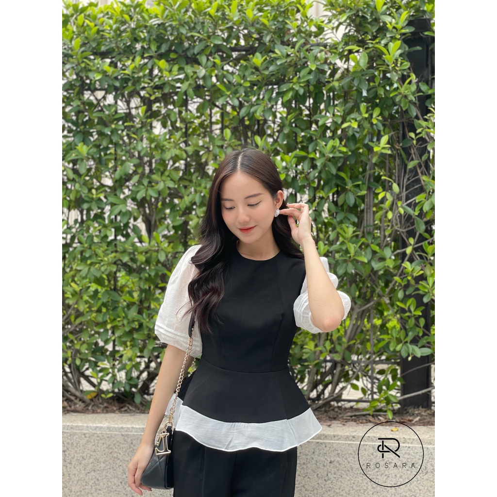 Áo Sơ Mi Peplum Thời Trang Nữ Phối Tay Tơ Công Sở Rosara G52