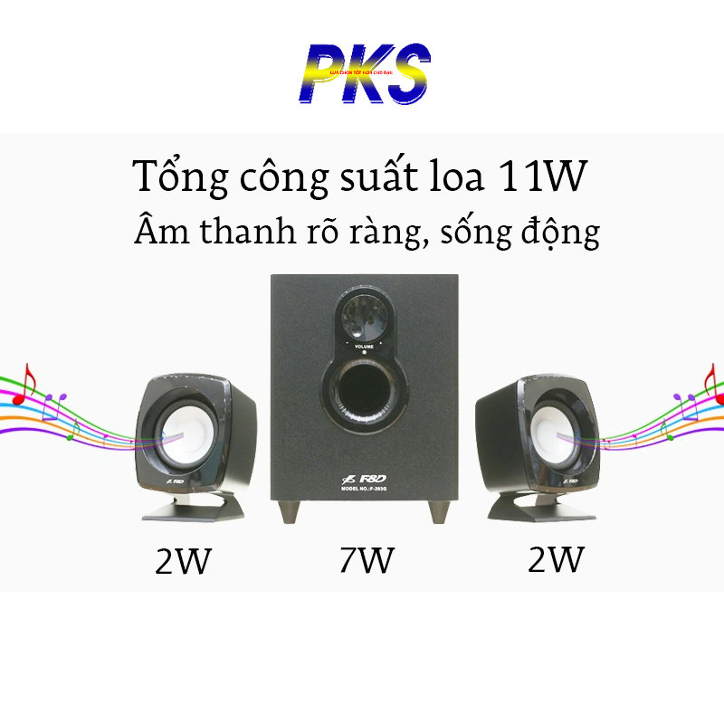 Loa vi tính Fenda F203G 2.1 gồm 1 loa siêu trầm và 2 loa vệ tinh - Hàng chính hãng