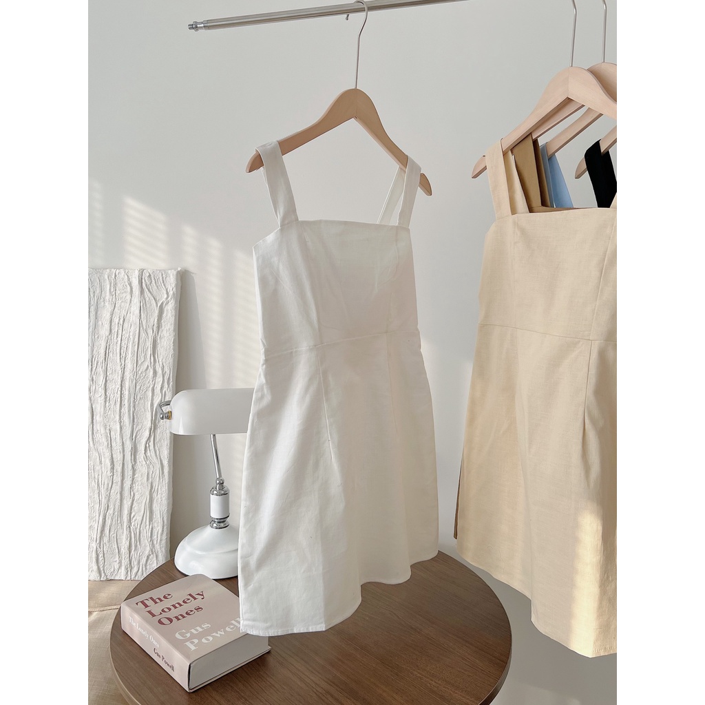 [SẴN/video] Váy hai dây minidress quai bản to lưng chun 2 lớp tôn dáng dễ mặc