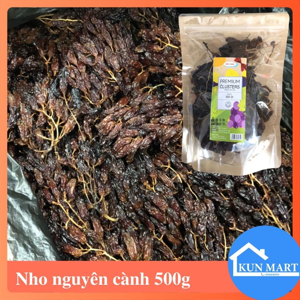 Nho khô ❤️FREESHIP❤️  Nho nguyên cành Úc HQS02 Loại 1 thơm ngon khó cưỡng 500g (túi/hộp)