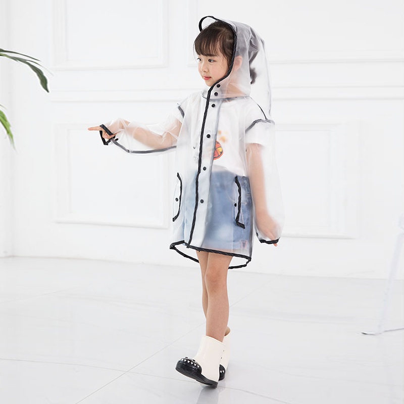 Áo Mưa Dày Trong Suốt Có Mũ Trùm Thiết Kế Dễ Thương Cho Bé Mẫu Giáo