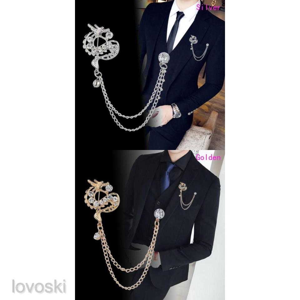 Ghim Cài Áo Hình Rồng Đính Pha Lê Thời Trang Cho Nam