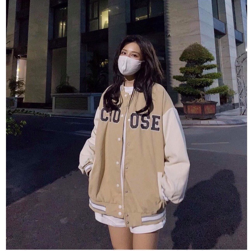 Áo Khoác Bomber - Áo Khoác Nhung Thêu Chữ CHOOSE Unisex Form Rộng Hàng Shop | BigBuy360 - bigbuy360.vn