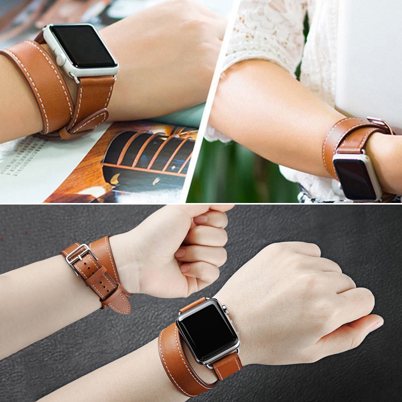 HERMES Dây Đeo Bằng Da Dành Cho Apple Watch Series S8 S7 6 5 4 3 2 SE Ultra 40mm 41mm 44mm 45mm