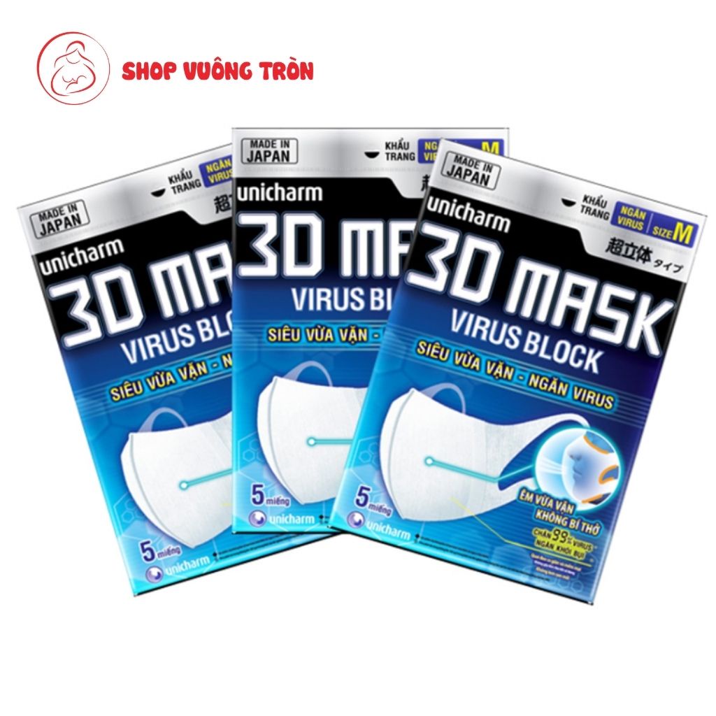 Khẩu Trang UNICHARM 3D Mask Thiết Kế Thông Minh, Chống Bụi Chống Virus