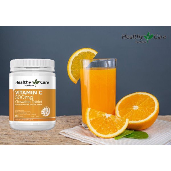 [Hàng chuẩn Úc] Viên nhai bổ sung vitamin C Healthy care Vitamin c 500 viên chewable tăng sức đề kháng, đẹp da của Úc