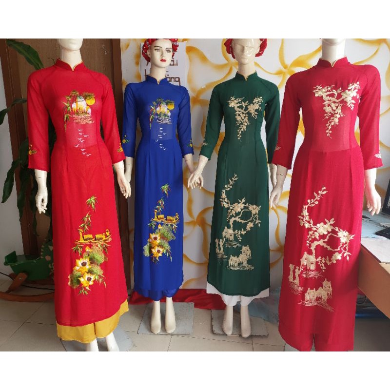 Áo dài thêu phong cảnh