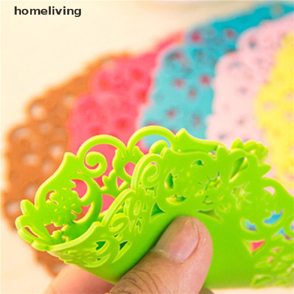 Tấm Lót Ly Trà Cách Nhiệt Bằng Silicone Họa Tiết Ren Hoa