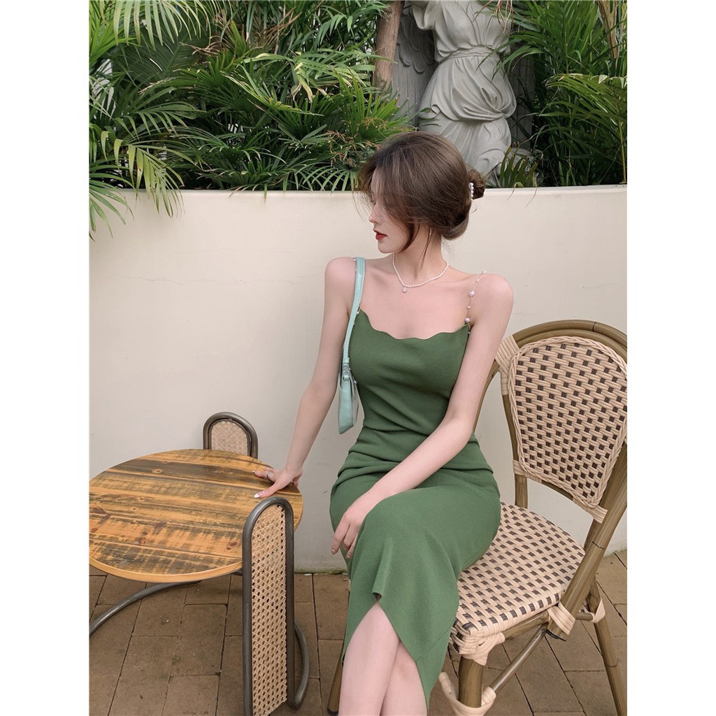 QKOOLE  Đầm Cổ Vuông Phong Cách Hàn Quốc Quyến Rũ Cho Nữ