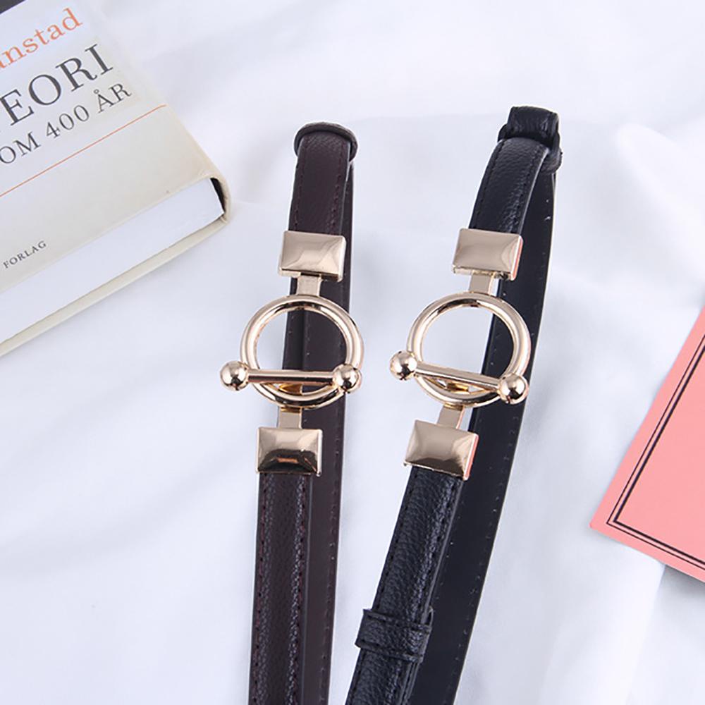 Thắt Lưng Da PU Bản Nhỏ Màu Trơn Thời Trang Cho Nữ