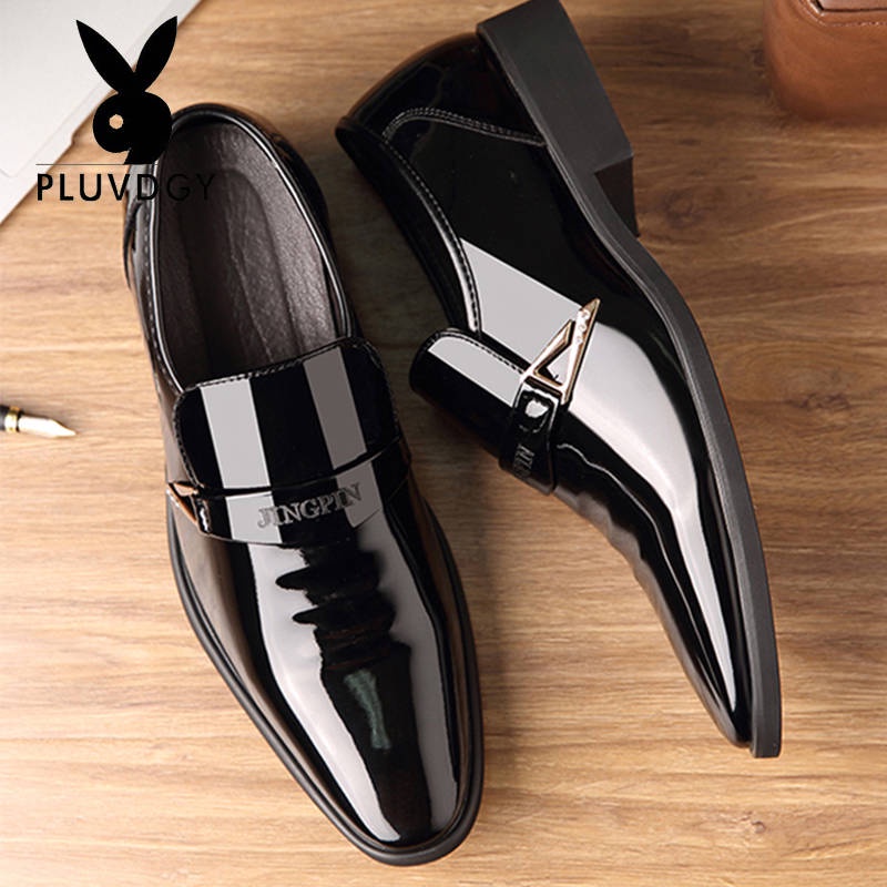 Leather shoes men's foot business dress casual men Korean plus velvet go shoes