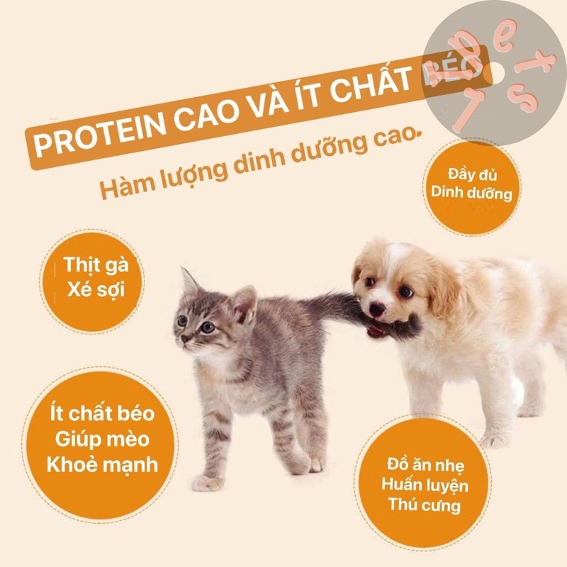 Thịt sấy khô cho chó mèo - KHÔNG độn túi hút ẩm