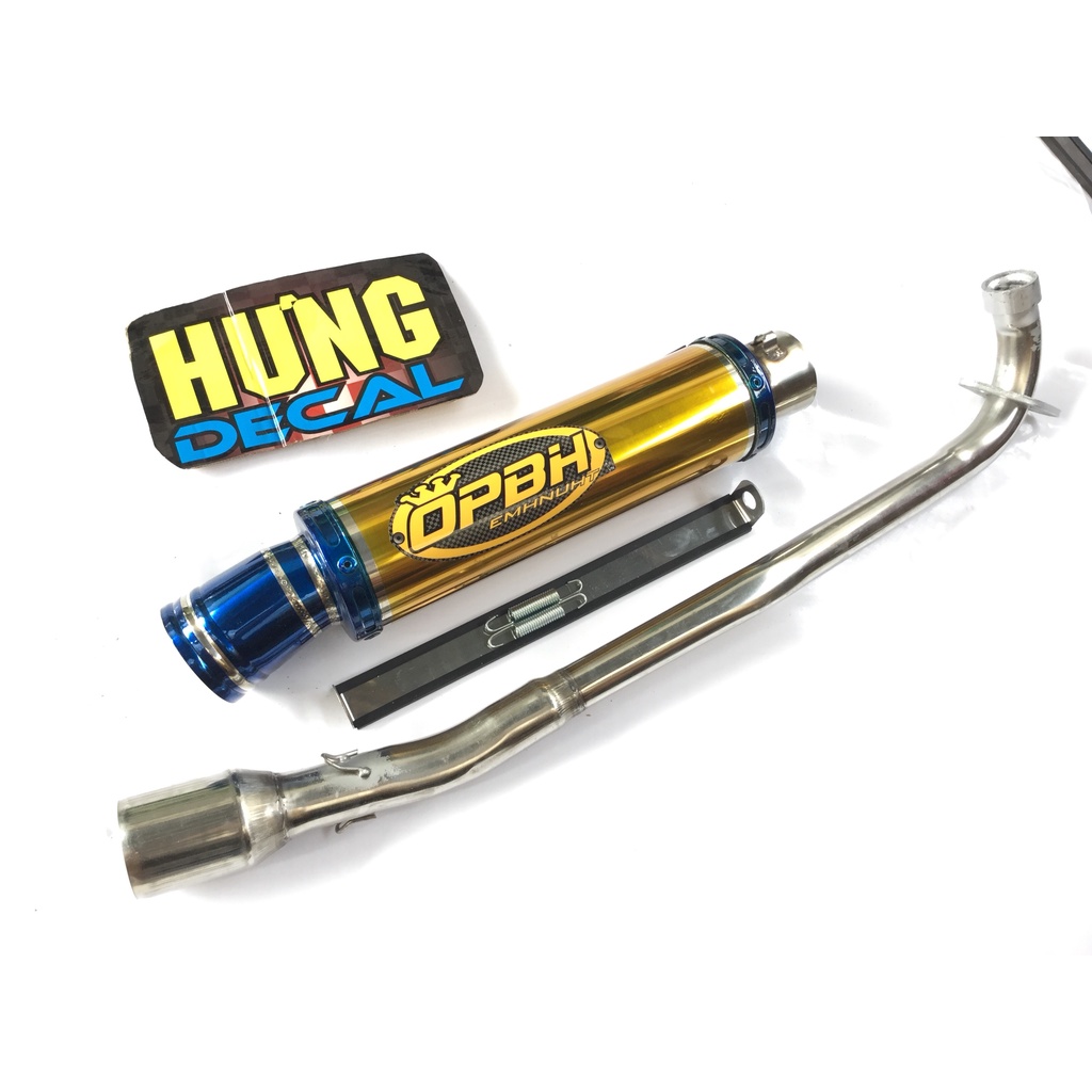 Bộ pô OBPH VÀNG FULL CỔ INOX THẲNG WAVE, SI, CUP, DREAM, EXCITER, WINER, SONIC, RAIDER FI, SATRIA, GSX