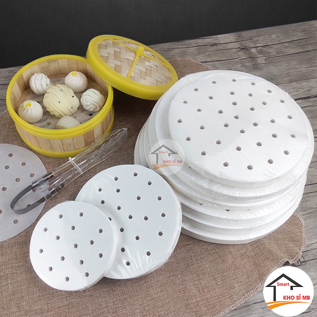giấy nến làm bánh thấm dầu chống dính đục lỗ dùng cho nồi chiên không dầu sẵn size 21.5 cm Tập 100 tờ