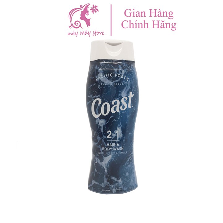 Sữa Tắm Gội Coast Classic Scent Dầu Gội Tắm Nam 2 in 1 Dưỡng Ẩm Tấy Tế Bào Chết Lưu Hương Lâu Chai 532ml